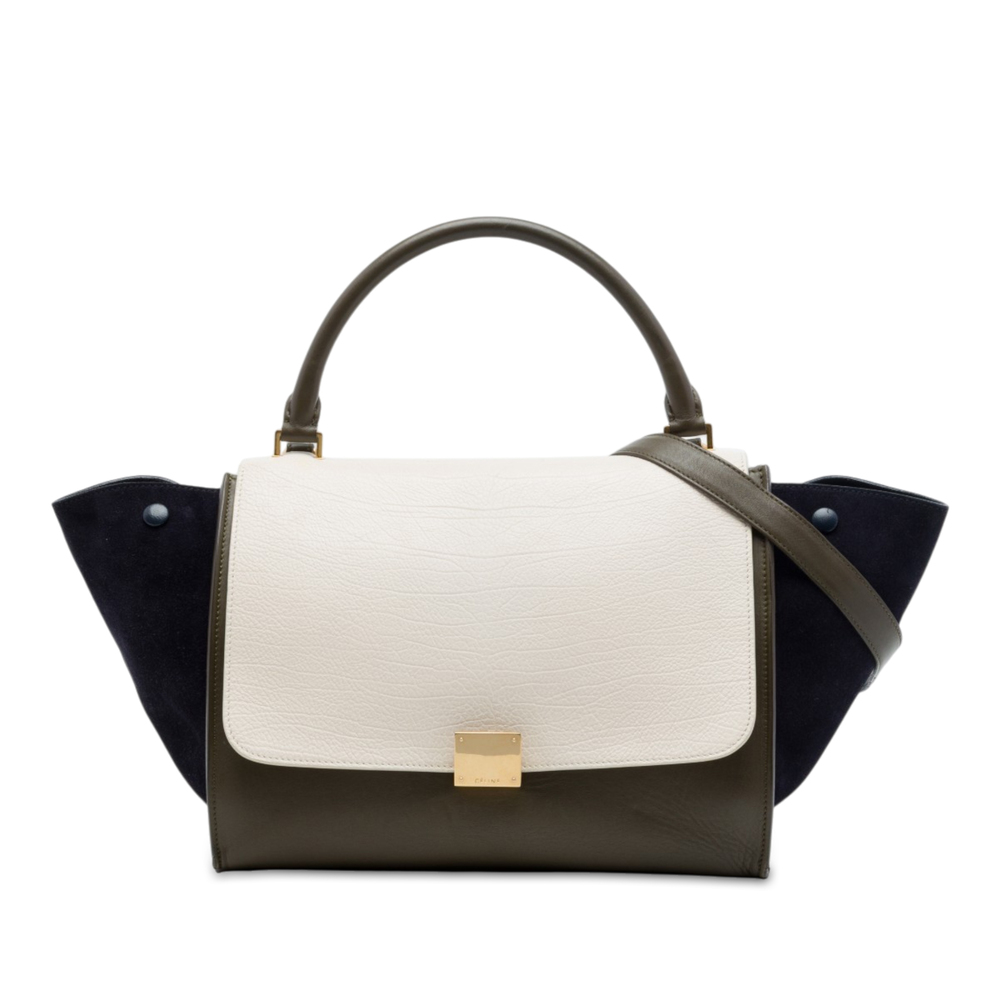 Pre-Loved Celine Medium Tricolor Leather Trapeze Satchel